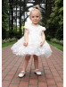 Ivory Butterfly Lace Tulle Flower Girl Dress With Removable Train